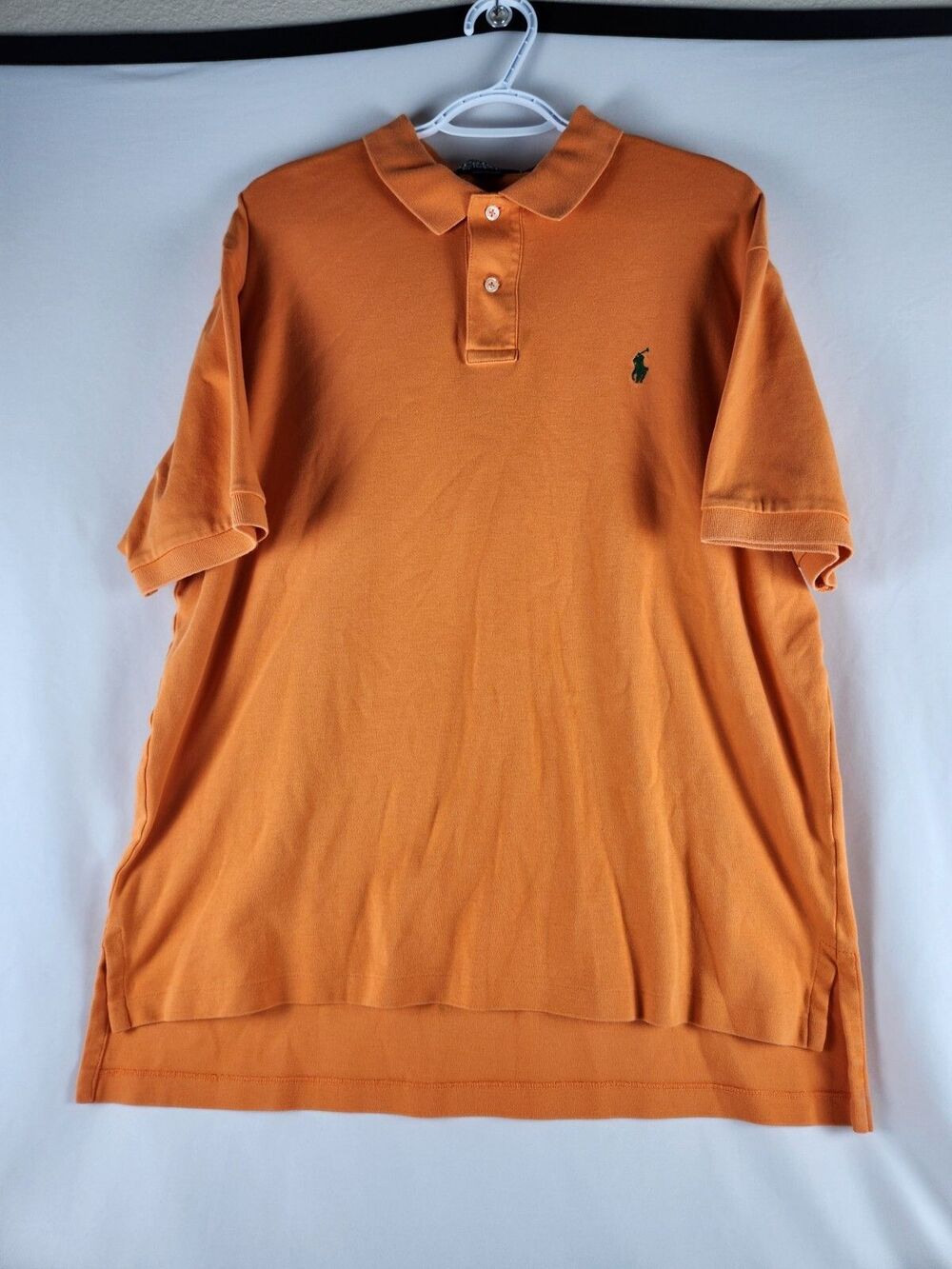 Vntg Polo Ralph Lauren Men's Orange Short Sleeve Shirt Embroidered Logo Size XL